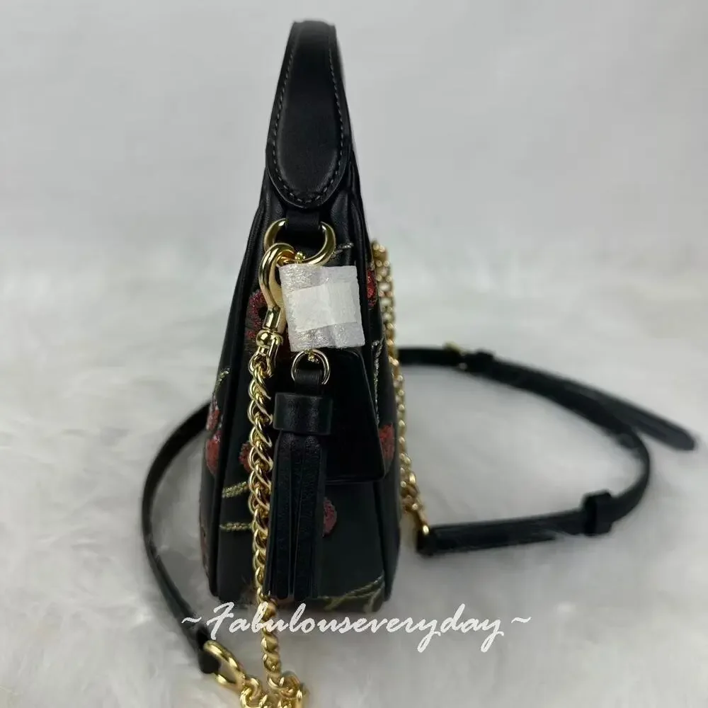 Coach Carmen Mini Crossbody Bag With Cherry Print In Leather/Gold/Black CCZ22